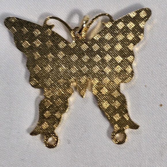 Vintage Gold Tone Purple/Blue Enamel Colorful Butterfly Flower Pendant Charm - Picture 3 of 4